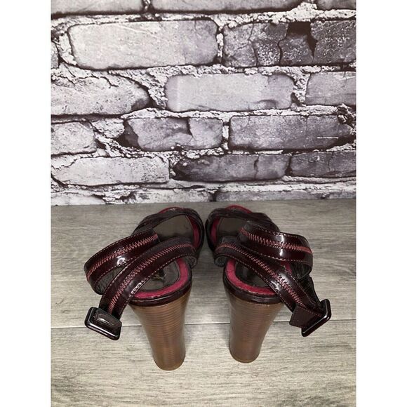 7 Seven For All Mankind Purple Patent Platform Sandals Heels Women Sz 37EU/6.5US - Picture 6 of 16